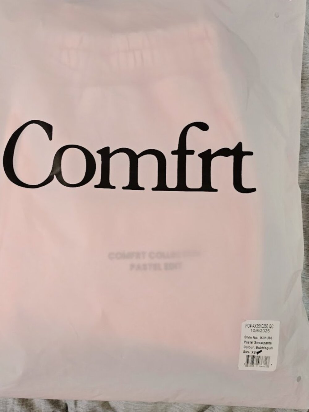 SOLD---Comfrt Pastel Sweatpants in Bubblegum Pink Oversized Unisex Size XS NWT - Picture 10 of 10